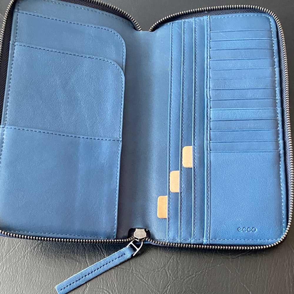 Ecco Light Blue Leather Wallet